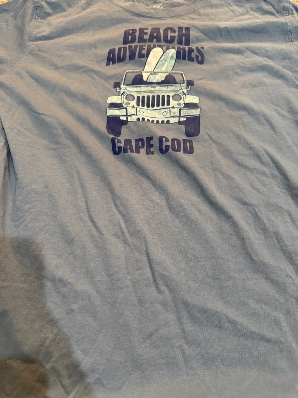 Kids Long Sleeve 'Beach Adventures Cape Cod' Graphic Tee - Light Blue